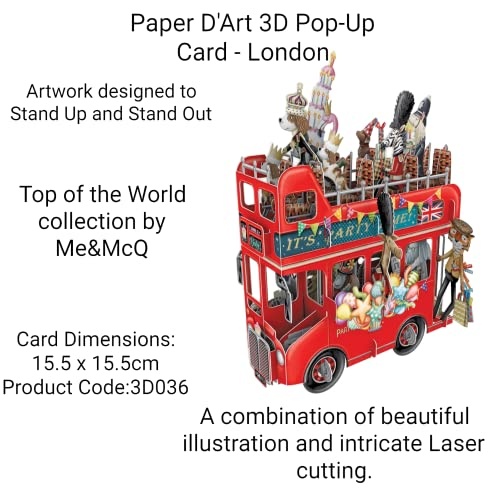 Paper D'Art 3D Coronation Birthday Card the King's Bus 3D036
