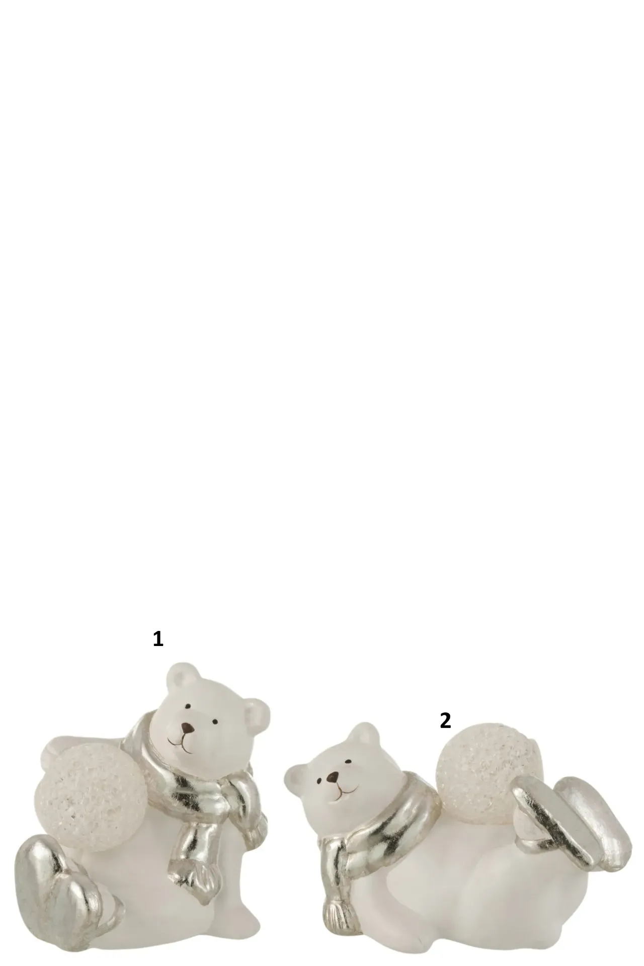 [16593] Ours Polaire Led Couche Résine Blanc/Argent(16x10x13cm)