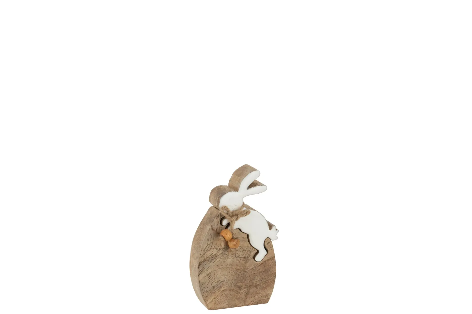 [20920] Lapin Sur Oeuf Puzzle Bois De Manguier Naturel/Blanc Small (11.5x7x2.5cm)