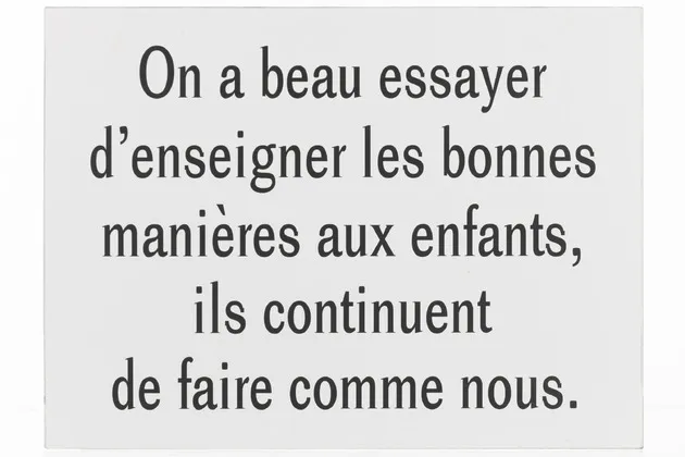 Pancarte Texte Français Manières Métal Blanc/Noir(61x0.5x45cm)
