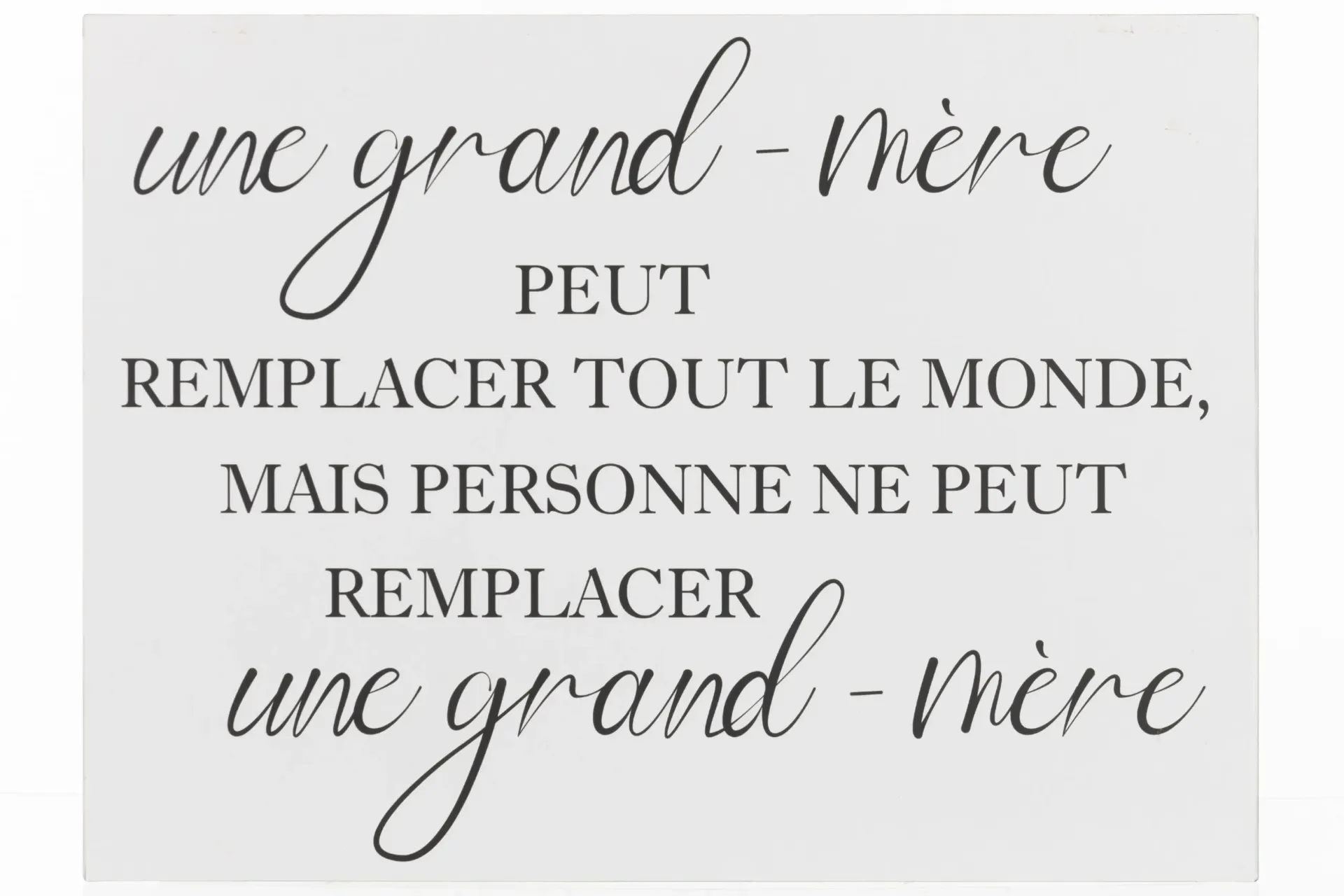 Pancarte Texte Français Grand-Mère Métal Blanc/Noir(61x0.5x45cm)