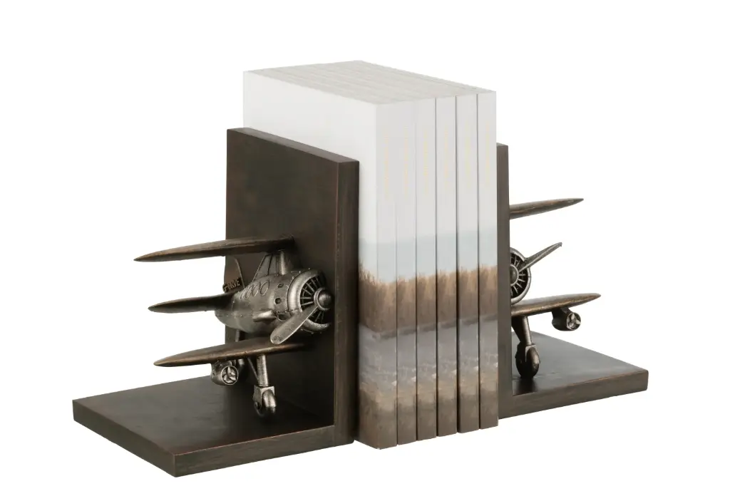 [26570] Serre Livre Avion Poly Argent/Noir (13.5x14x18.5cm)