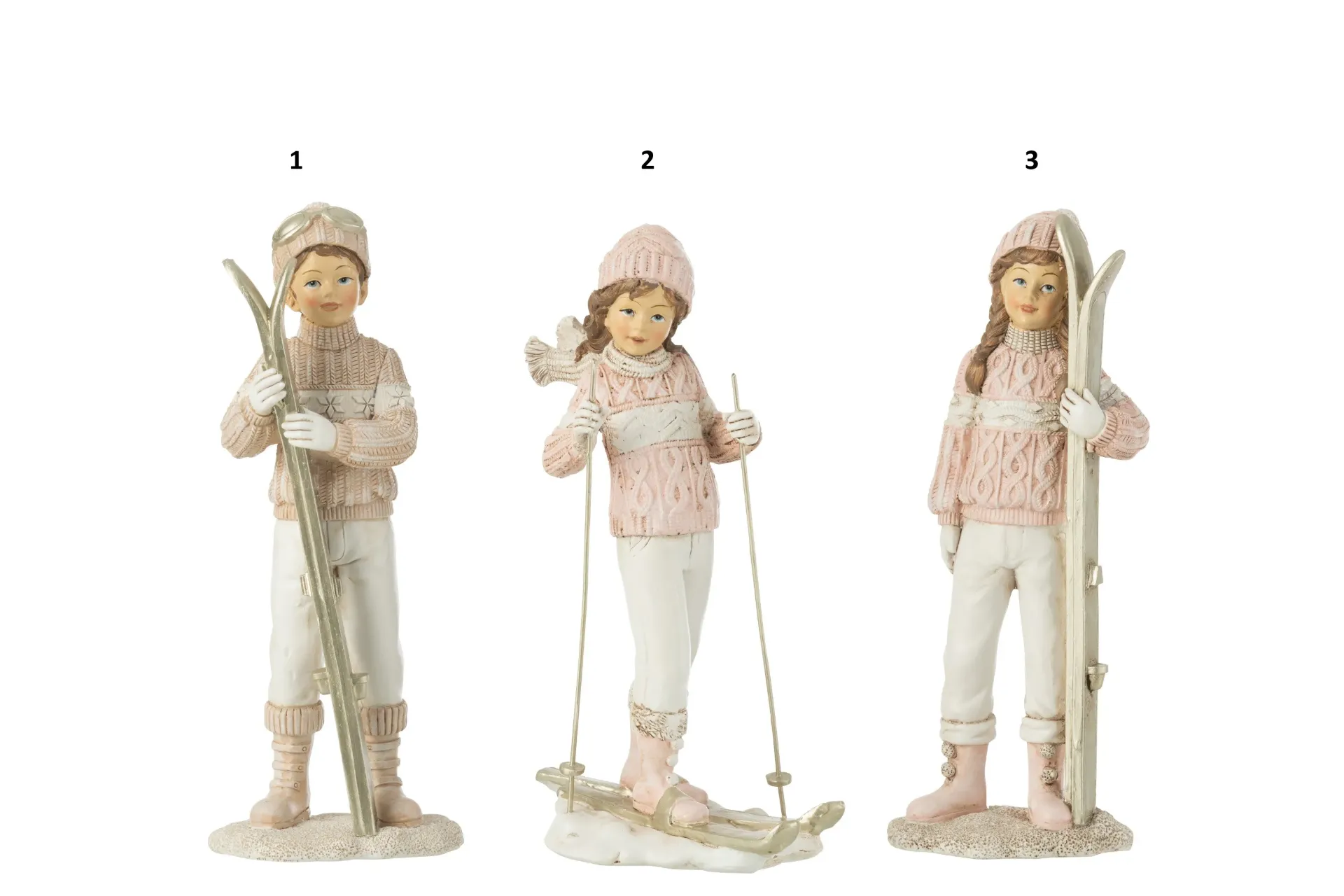 Filles Et Garçon Ski Blanc/Rose (8x6x21.5cm)