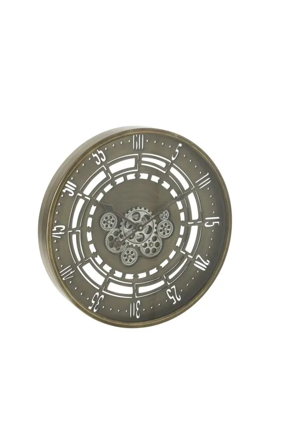 [27374] Horloge Ronde Secondes Engrenage Métal Antique Cuivre Small (60x60x8cm)