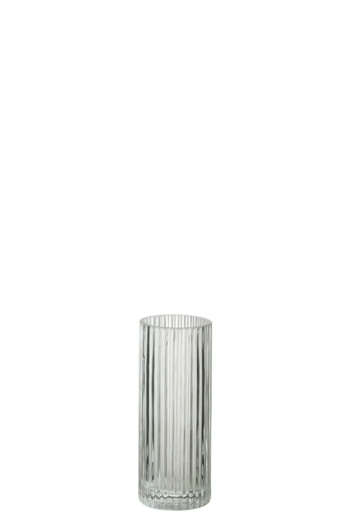 [28834] VASE CYL LIGNES VER TRAN S (7.5x7.5x20cm)