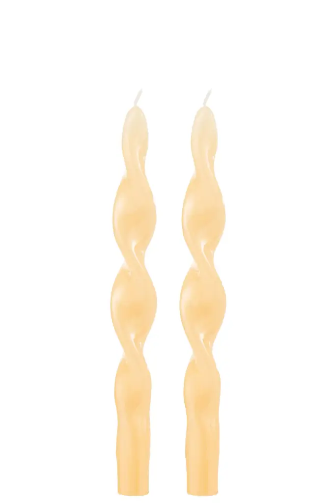 [32285] BTE 2 BOUGIES TORSADE BEIGE-3H (7.5x3x26cm)