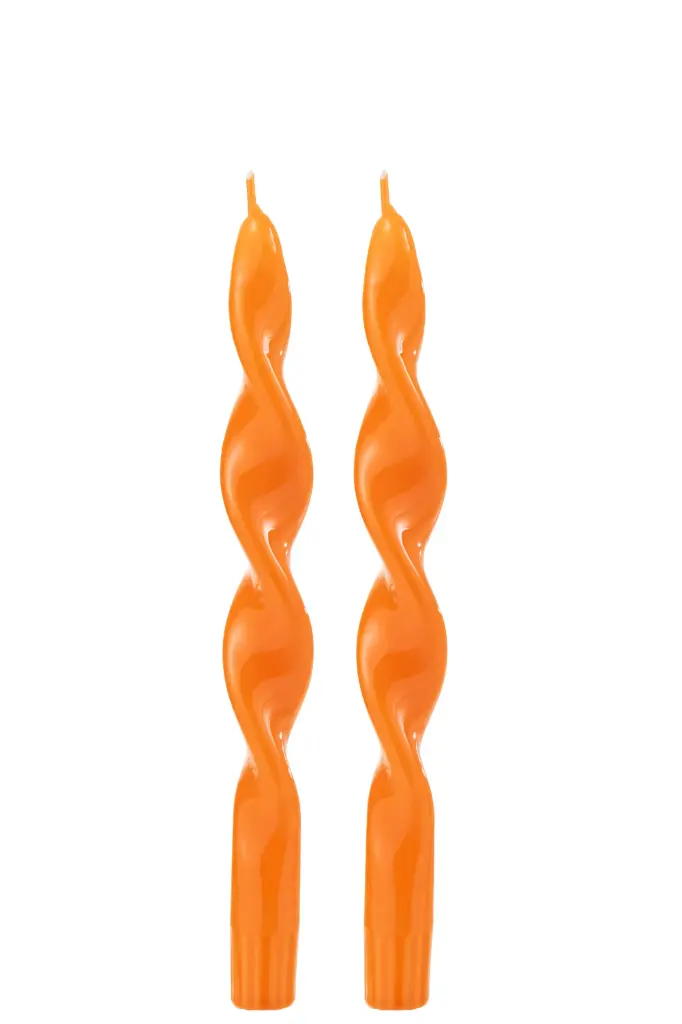 BTE 2 BOUGIES TORSADE ORANGE-3H (7.5x4x25.5cm)