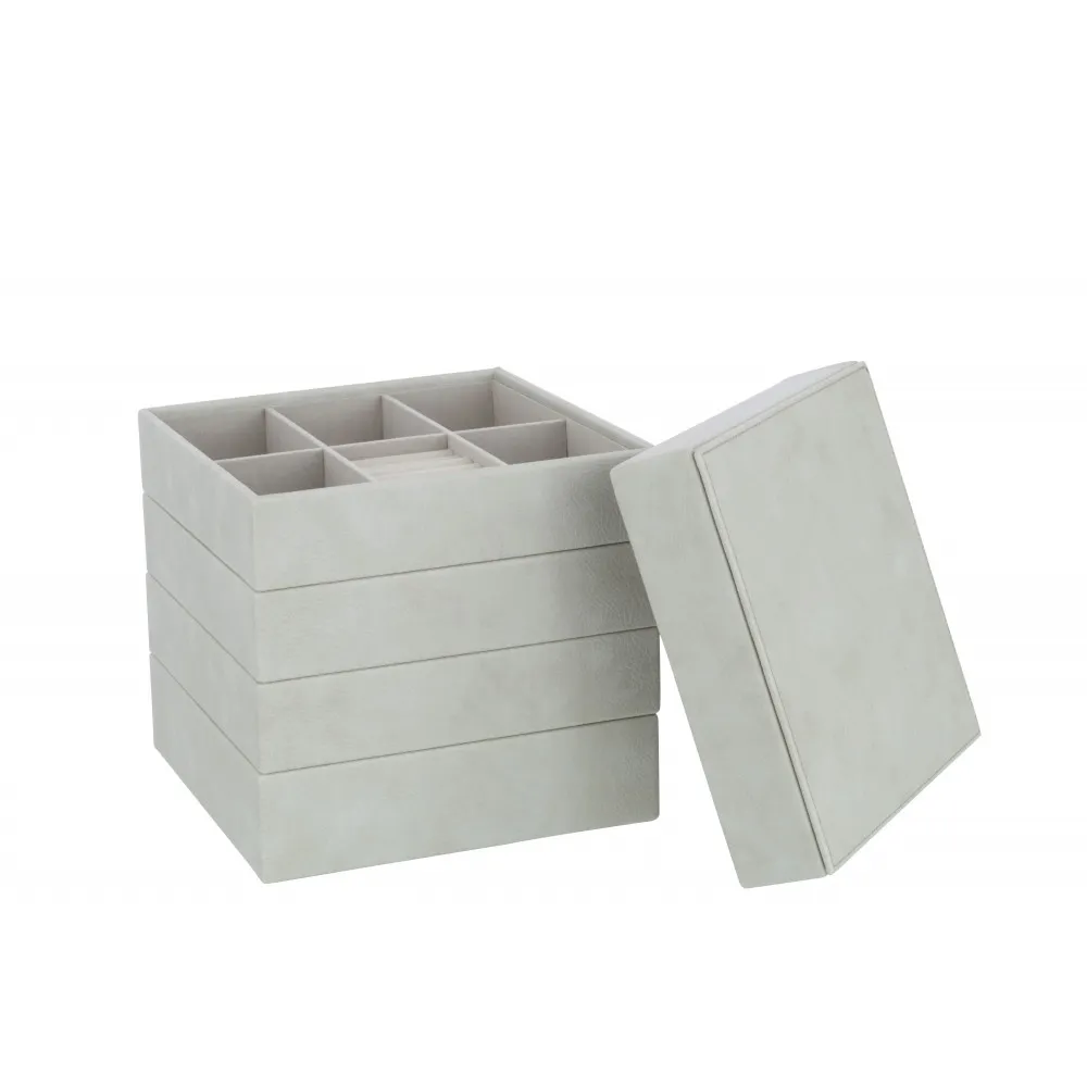 BOITE BIJ 4PART SIMIL CUIR GR (19.3x19.3x22.8cm)