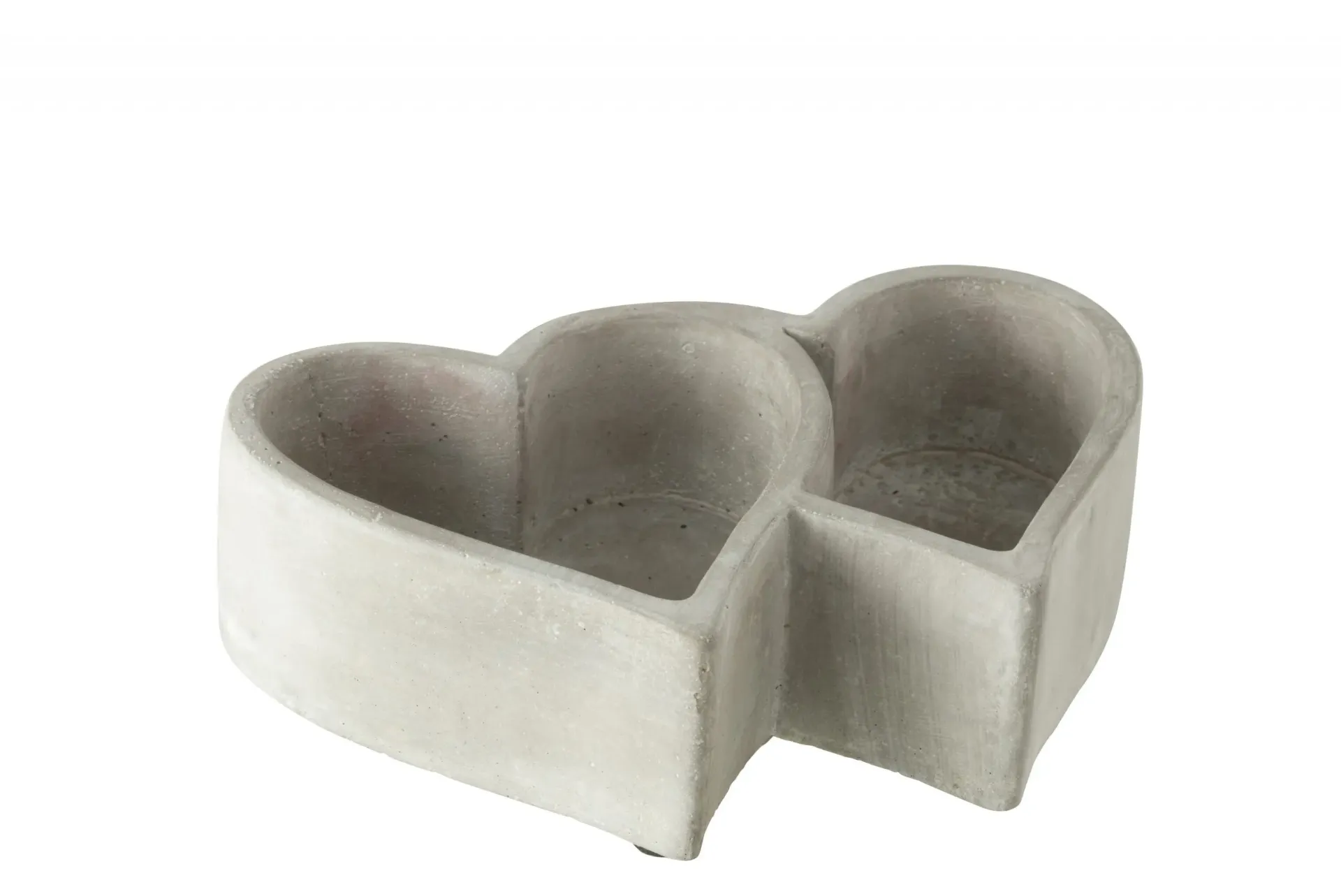 [43066] Cache-pot Forme Cœur 2 Parties Ciment Gris (20x14x5.5cm)