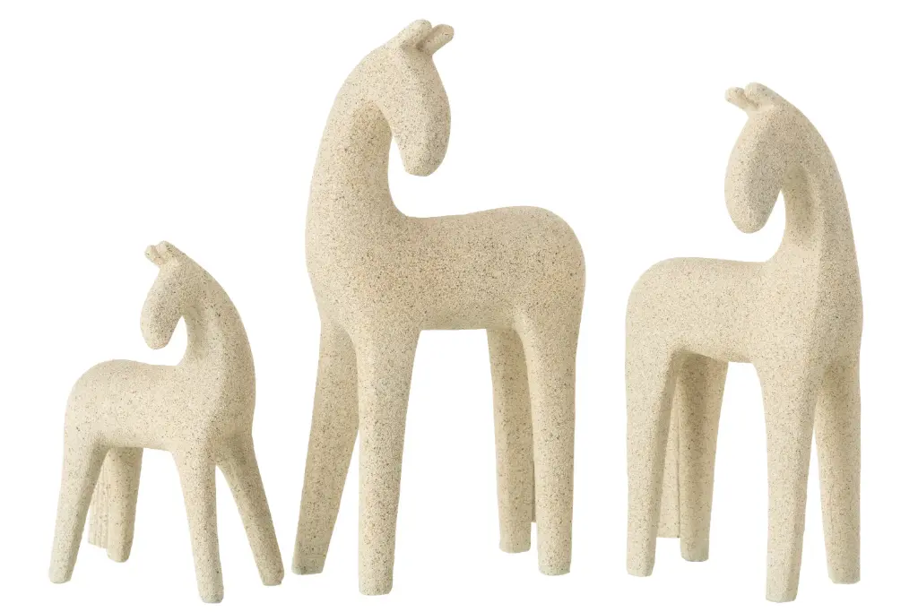 [50095] S/3 CHEVAUX MODERNES RESI BEI (17.5x10.5x31cm)