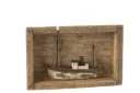 BATEAU CADRE BOIS NATUREL/BLA (42x6x27cm)