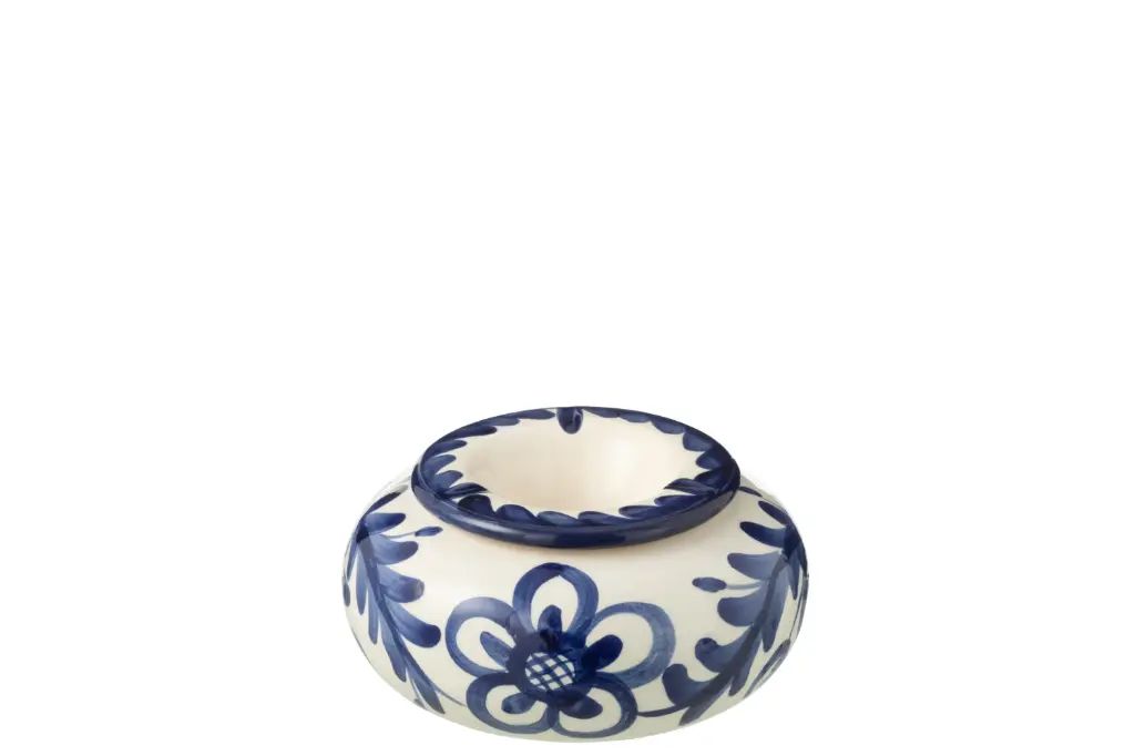 Cendrier Granada Céramique White/Cobalto Blue Large  (14x14x7cm)