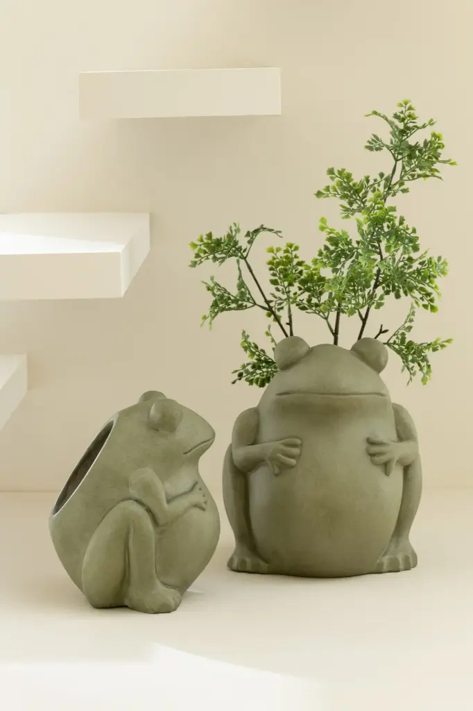 [53171] Cache-pot grenouille Argile Vert Small (21x21x25cm)