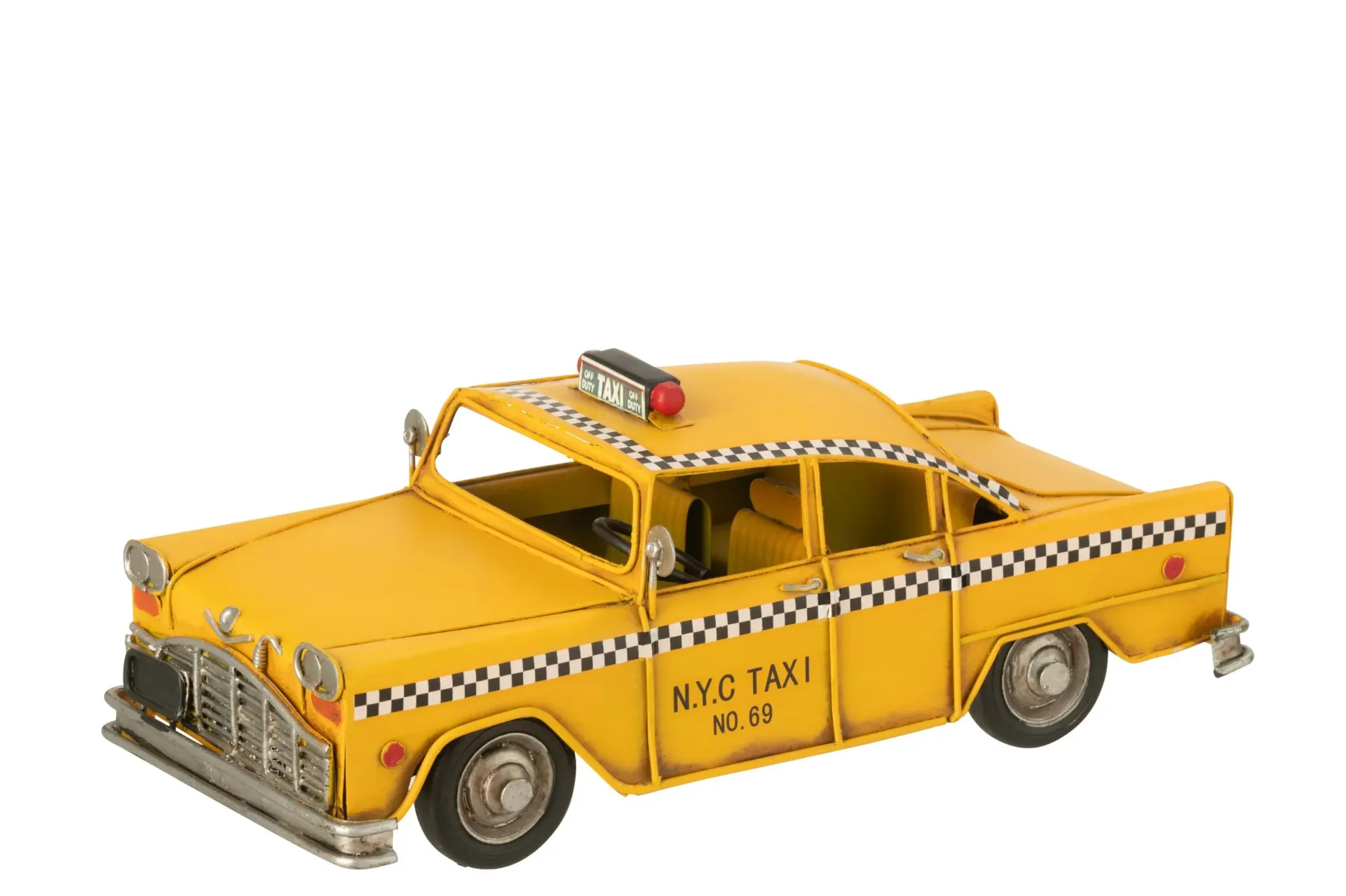 TAXI ANTIQUE MÉTAL JAUNE CHAUD (28x12,5x11cm)