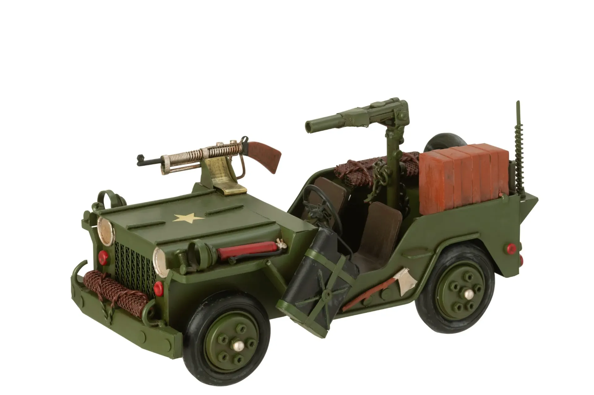 4X4 JEEP ANTIQUE MÉTAL VERT KAKI (26x13x13,5cm)