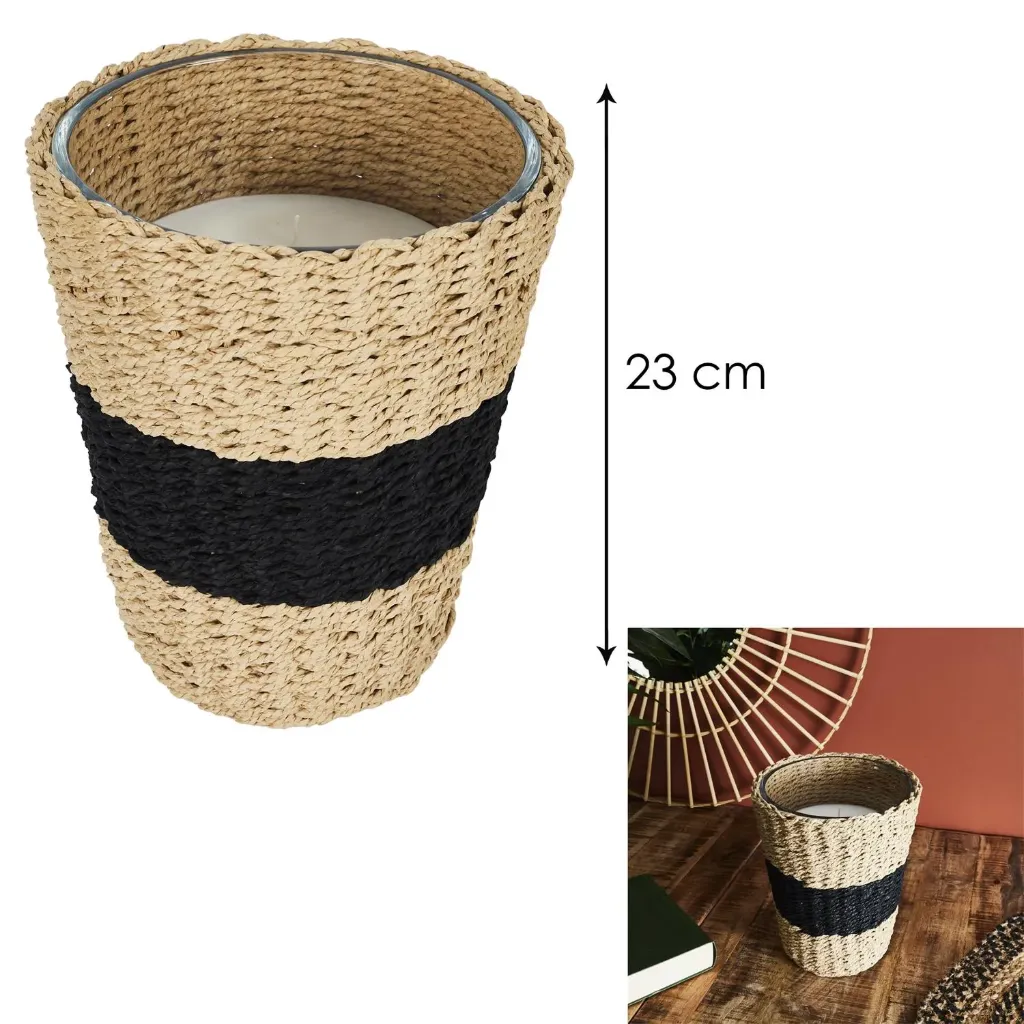 [BO0069] BOUGIE PARFUMEE PANIER TRESSE H23CM