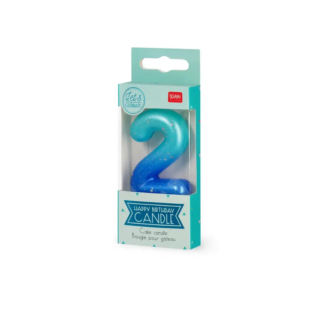 Bougie anniversaire bleu 2
