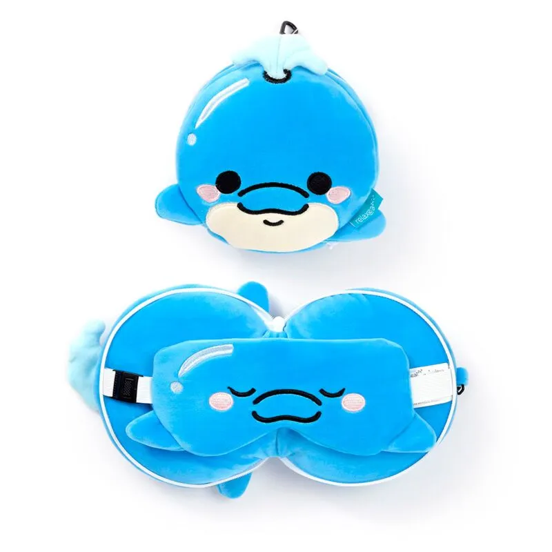 [CUSH350] Coussin de voyage  et masque yeux Dauphin bleu