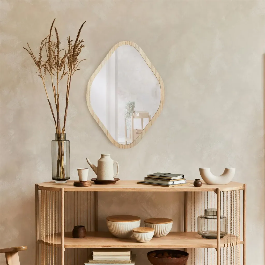 [HD0115] MIROIR DECO CONTOUR BOIS LOSANGE H60CM ELIO M6