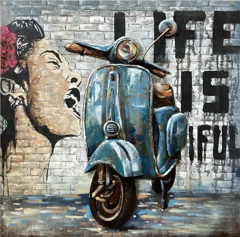 Cadre métal vespa 100x100