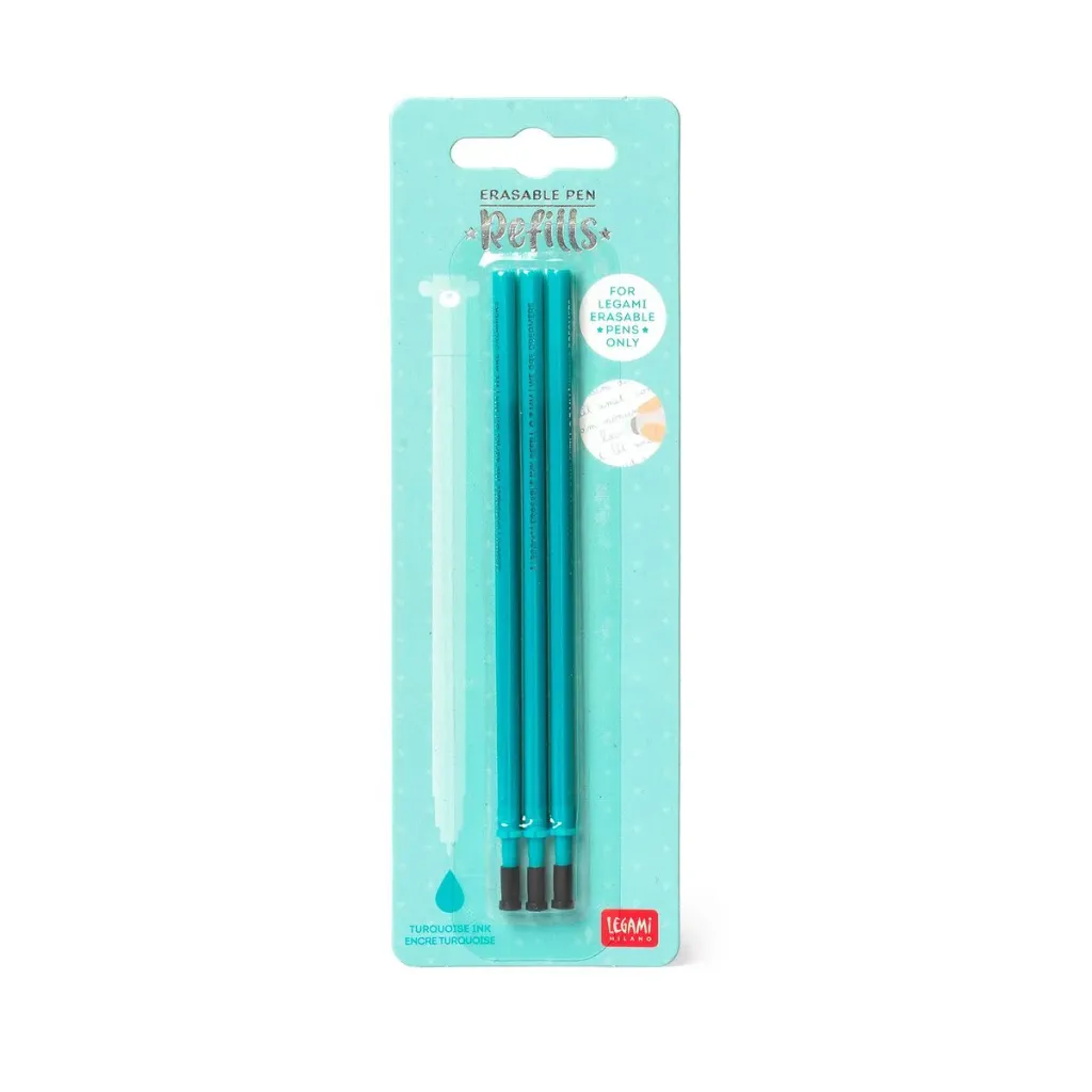 [REFP0010] Set de 3 Recharges pour Stylo Effaçable - Encre turquoise - Erasable Pen