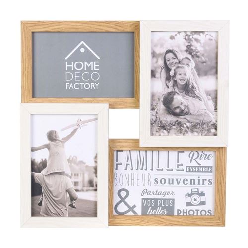 [HD4204] The Home Deco Factory - Pêle-mêle En Bois Scandinave Home Factory - 4 Photos - Blanc - Home Factory