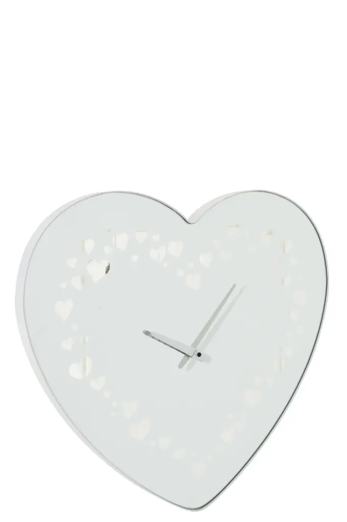 Horloge Murale Cœur Verre Blanc