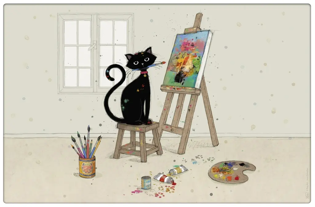 [STA34H11] Set de table Bug Art chat peintre