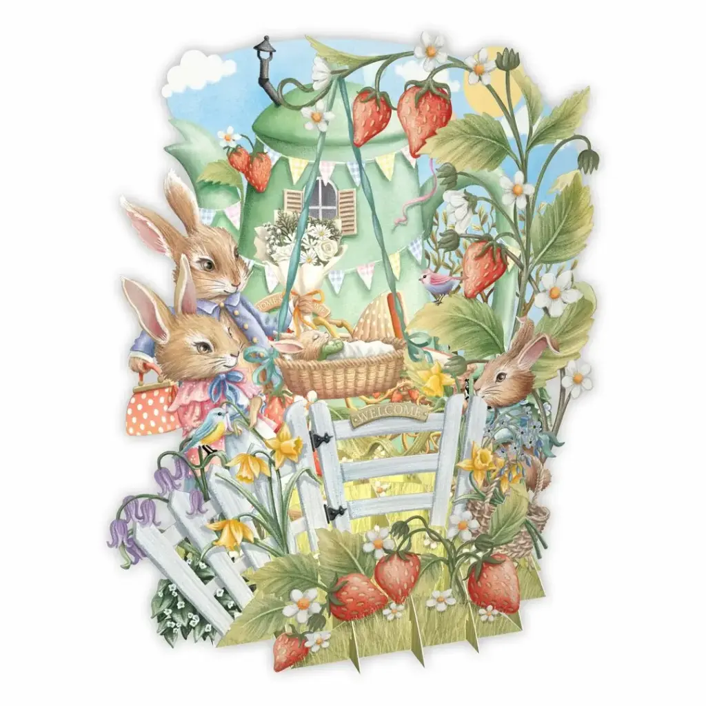 Carte 3D POP UP Famille lapin naissance