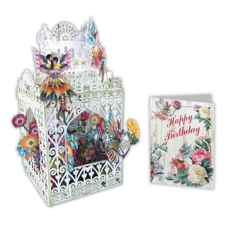 [3D017] Carte 3D  POP UP fleurs Happy Birthday