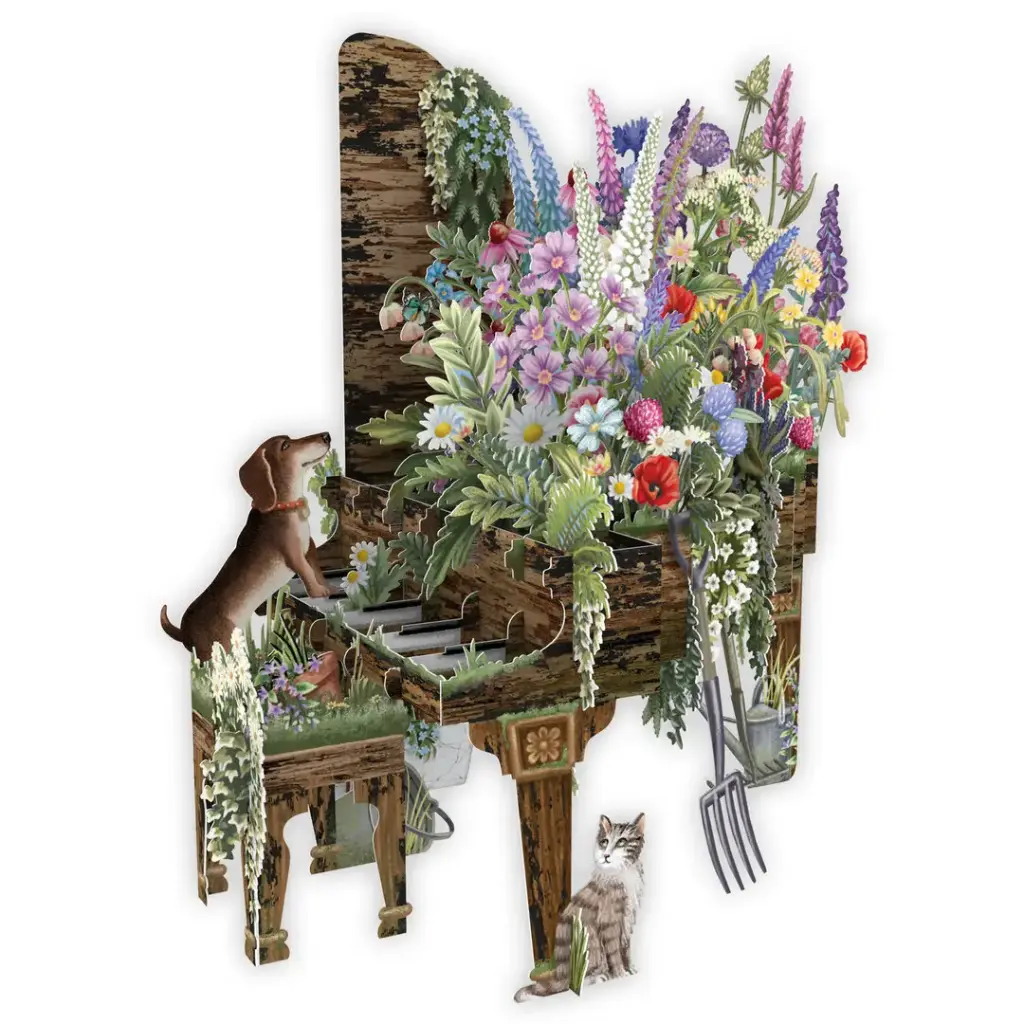 [3D049] Carte 3D Chien et son piano