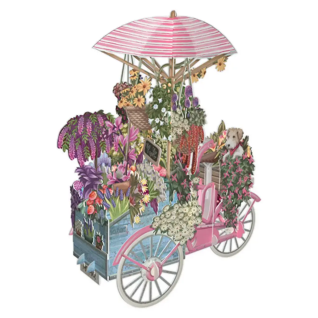 [3D009] Carte 3D charette fleuriste