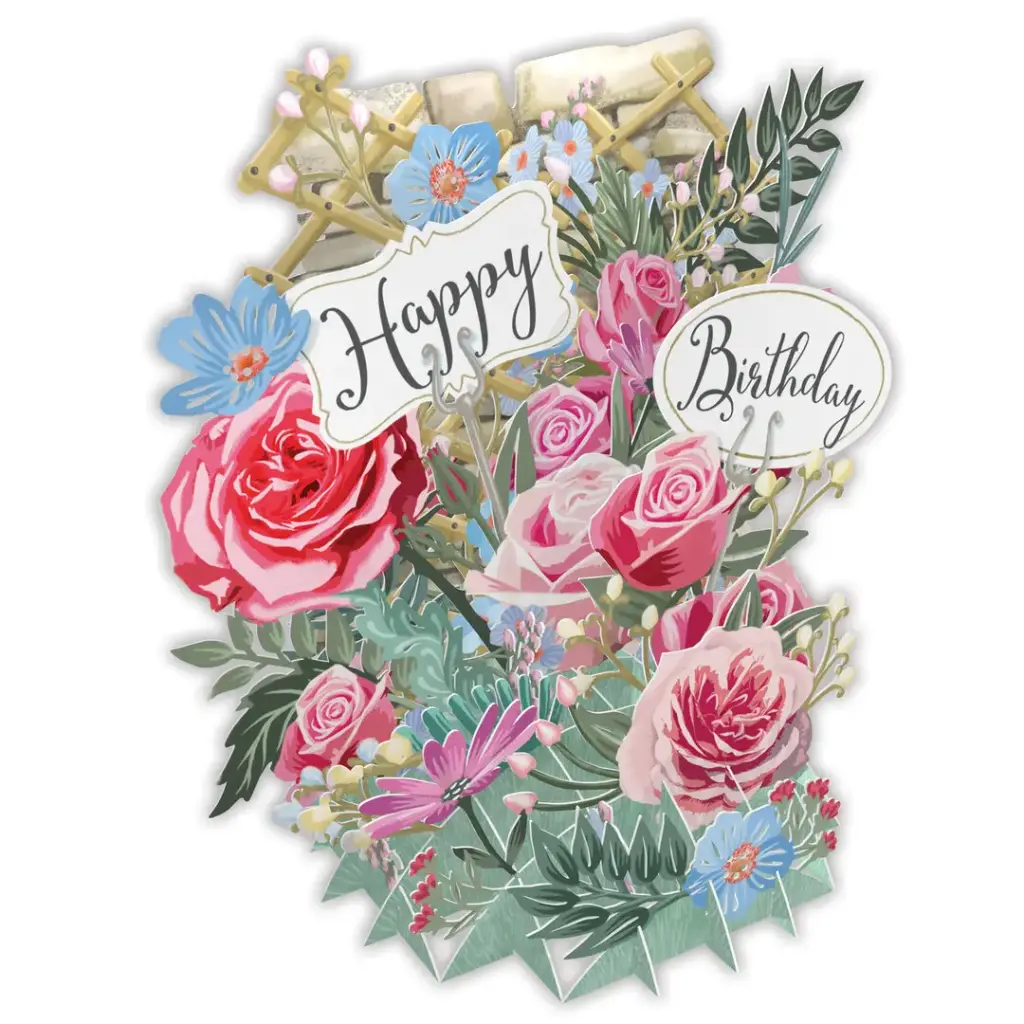 Carte 3D pop up fleurs happy birthday