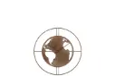Horloge Carte Du Monde Trous Métal Brun Fonce Small