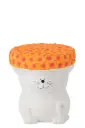 Table D'appoint Chat Magnésium Blanc/Orange (32,5x32,5x34,5cm)