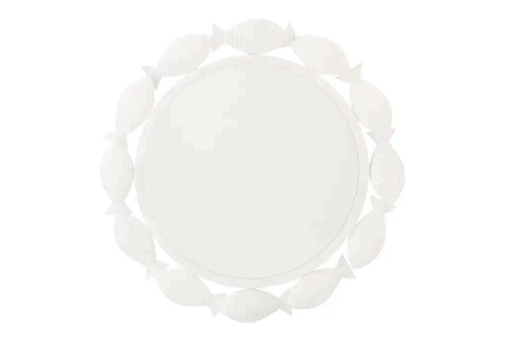 [60778] Miroir Mural Poisson Fer Blanc (76x2,5x75,5cm)