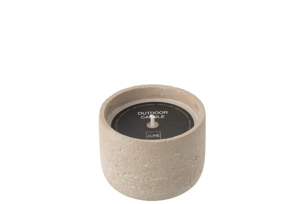 Bougie D'extérieur 16h Rond Paraffine Beige Clair Small (14x14x11cm)