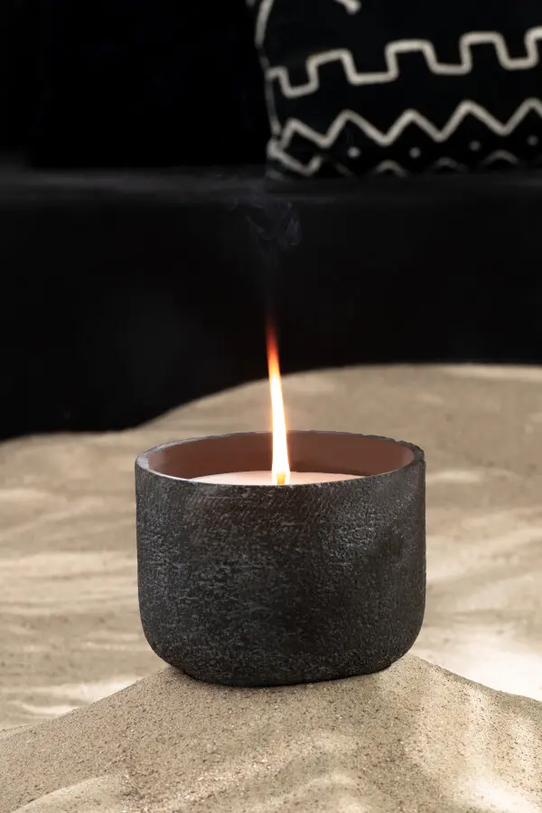 [63228] Bougie D'extérieur 31h Rond Paraffine Gris Foncé Medium