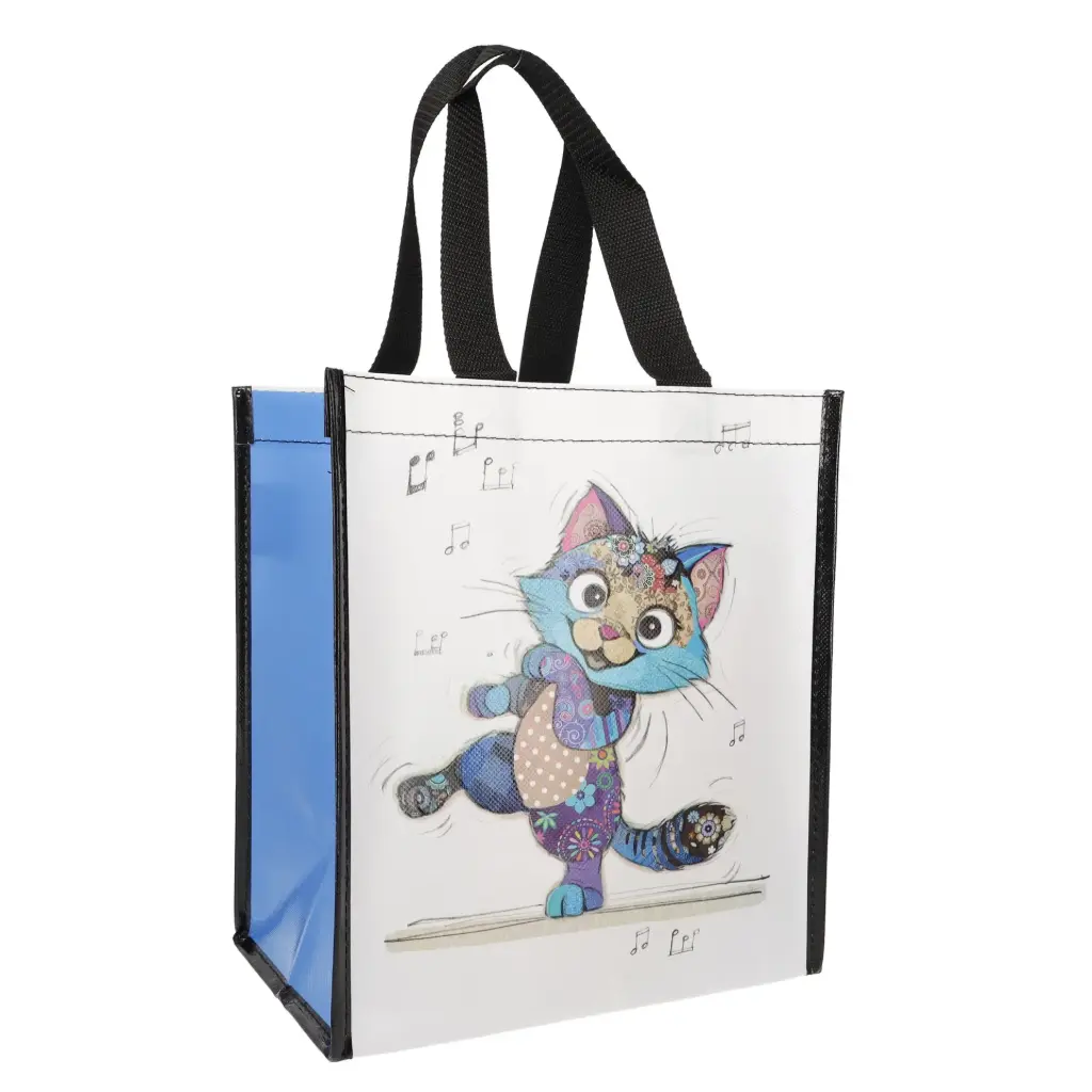 [SCPR21U33] SAC CABAS EN PLASTIQUE RECYCLE KOOK CHATON DANSE