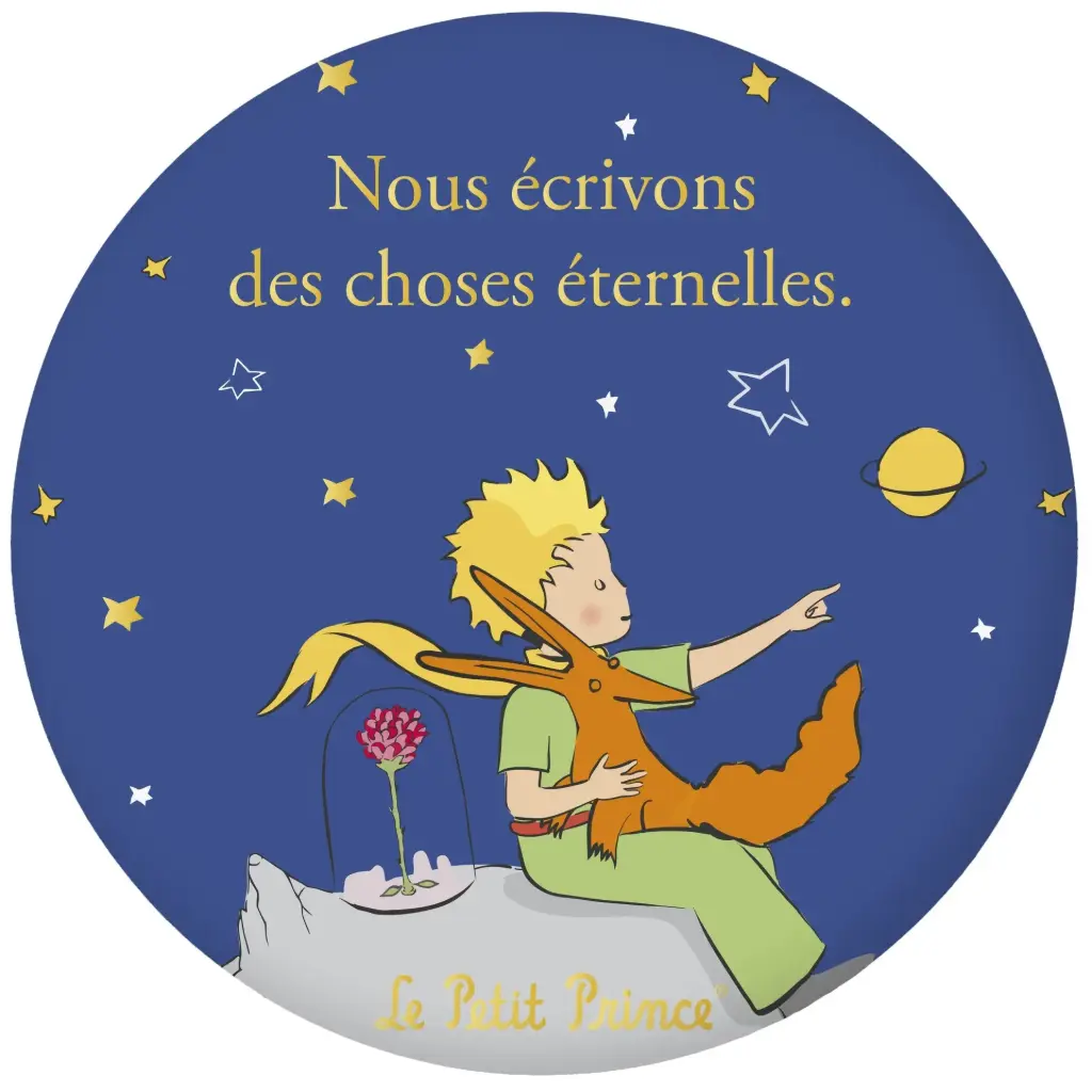 MAGNET ROND LE PETIT PRINCE BLEU ASSIS RENARD ROSE