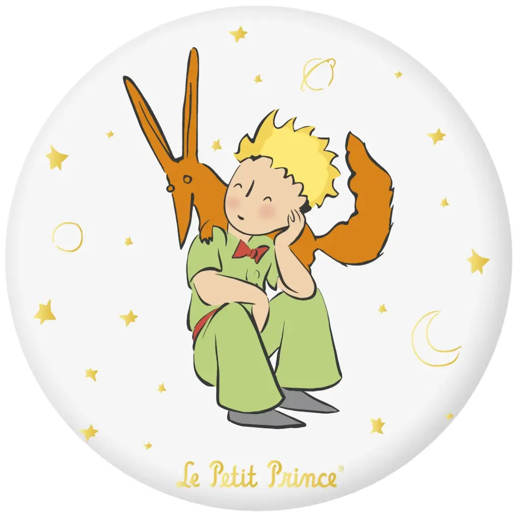 MAGNET ROND LE PETIT PRINCE BLANC RENARD EPAULE