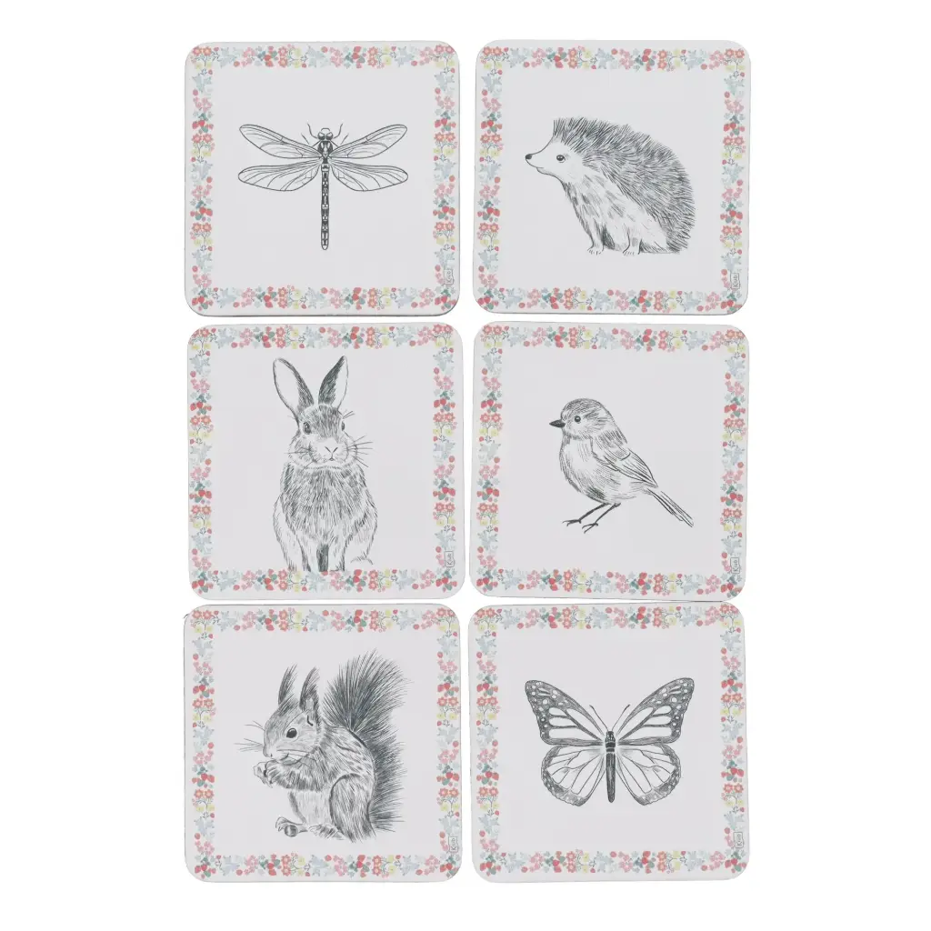 DESSOUS DE VERRE CARRES X 6 JARDIN DES MERVEILLES