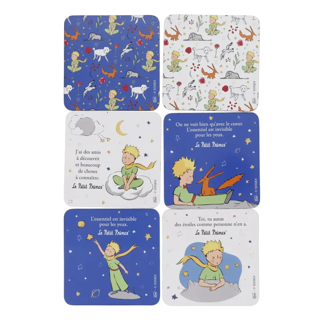 DESSOUS DE VERRE CARRES X 6 LE PETIT PRINCE ASSORTIS