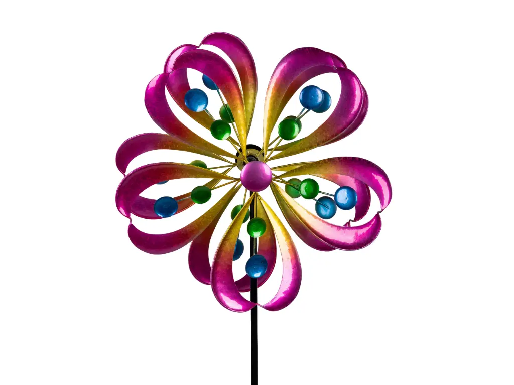 Eoline 40/128cm métal couleur, palme coeur et 2 ronds bleu et vert