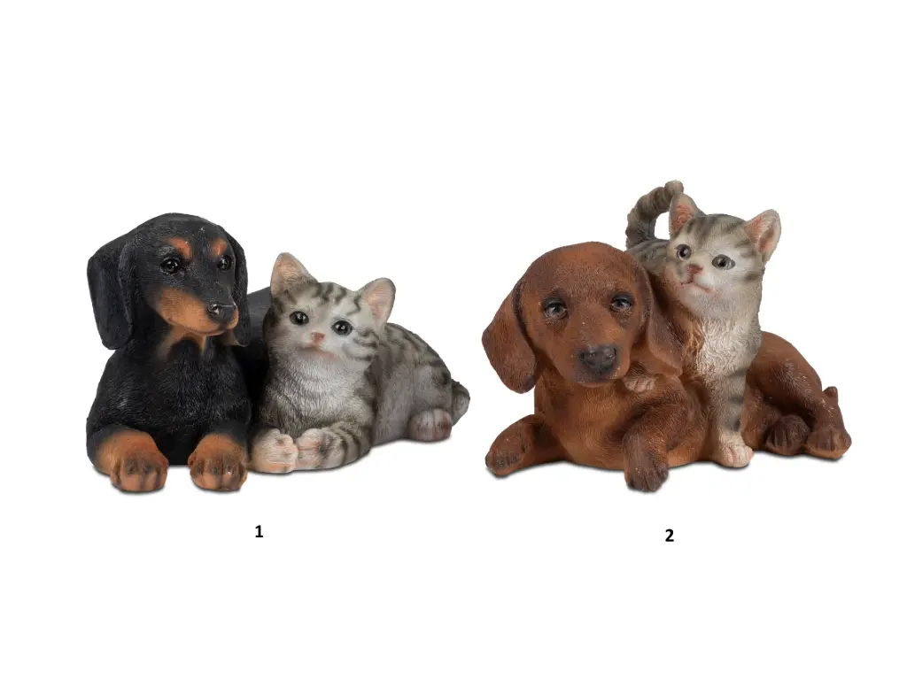 Figurine chien chat peint à la main 22cm