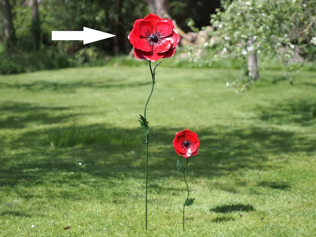 [MD16202] Fleur En Métal Coquelicot