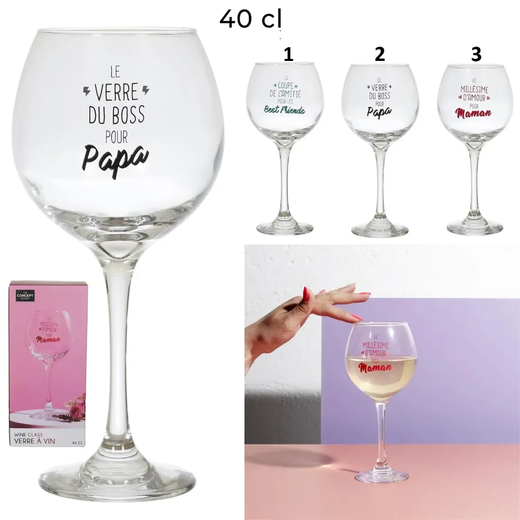 [KA0516] VERRE A VIN FAMILLE EMOTION