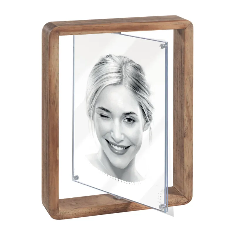 Cadre bois rotating double face noyer 10x15