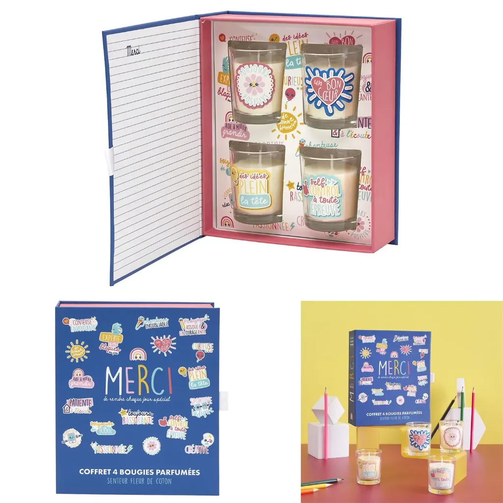 BOUGIE PARFUMEE X4 COFFRET MERCI