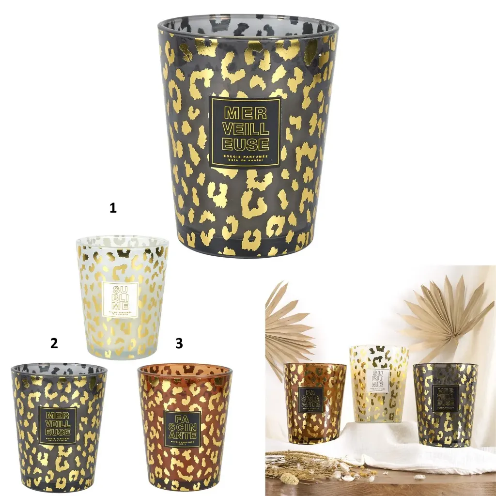 BOUGIE PARFUMEE VASE LEOPARD H16CM